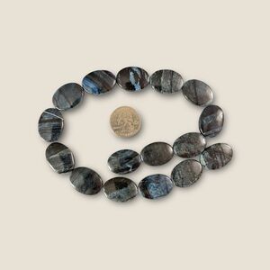 Dyed Blue Zebra Jasper - Flat Oval Drum 18.5 X 25.5mm